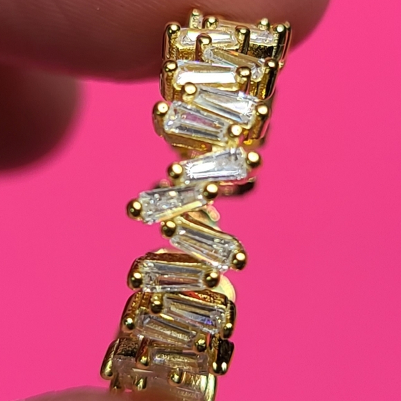 925 Sterling Silver Yellow Gold Irregular Emerald - Picture 7 of 11